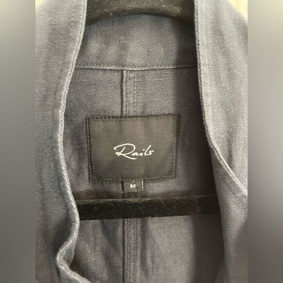 Rails Collins bomber jacket linen blend with floral patch embroidery. medium - Picture 6 of 10